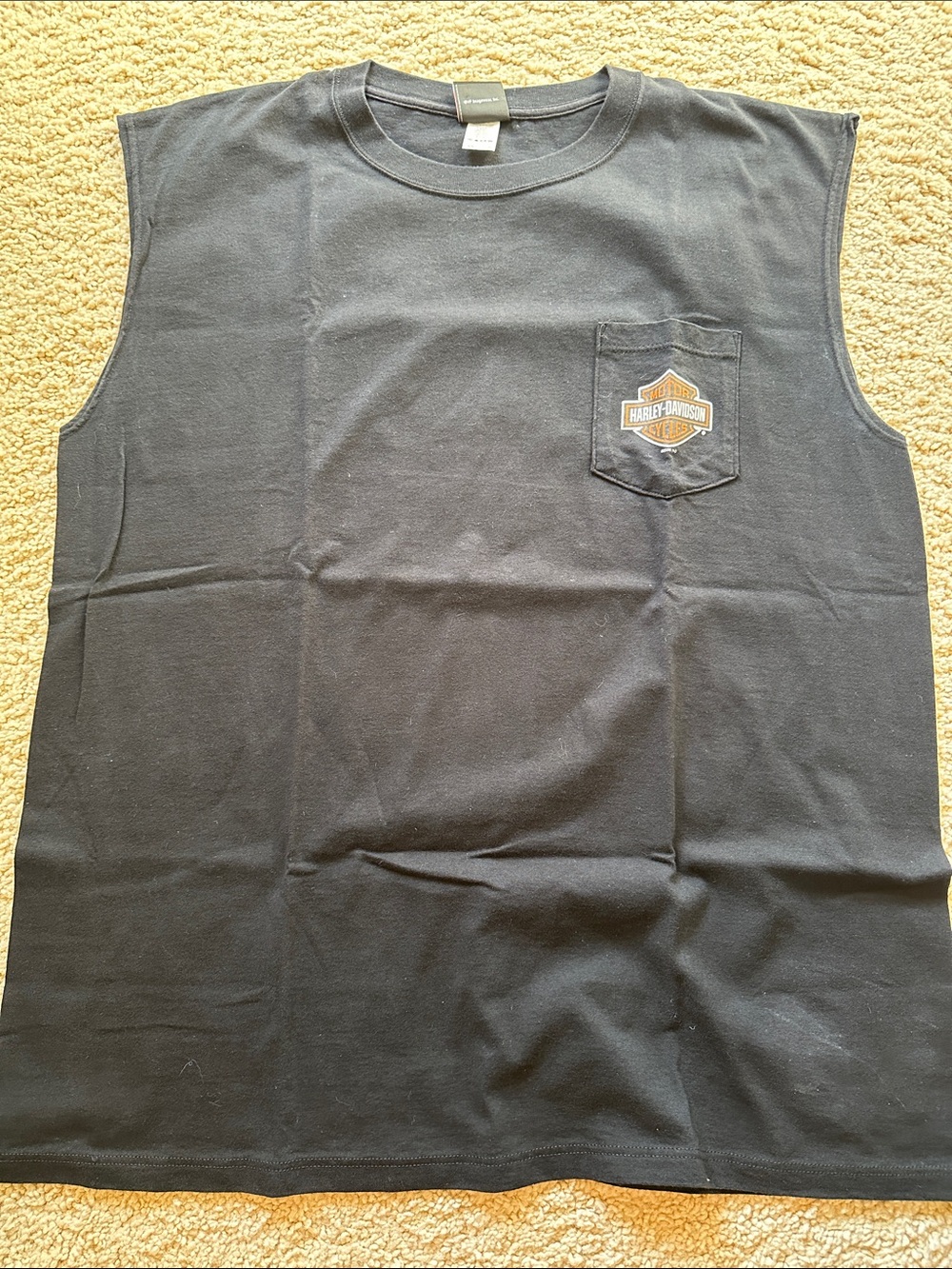 Harley-Davidson Black Tank with Orange Logo Pocket